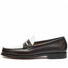 Bass Weejuns Men's Larson Penny Loafer in Dark Brown/White Leather