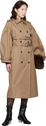 GANNI Beige Bonded Cotton Trench Coat
