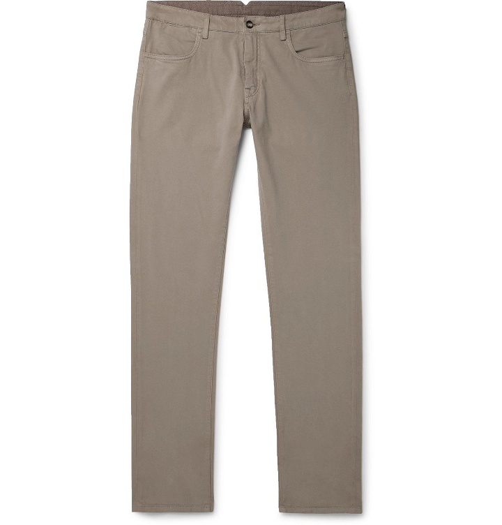 Photo: Canali - Stretch Cotton and Cashmere-Blend Chinos - Neutrals