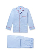 ISAIA - Piped Prince of Wales Checked Cotton Pyjama Set - Blue
