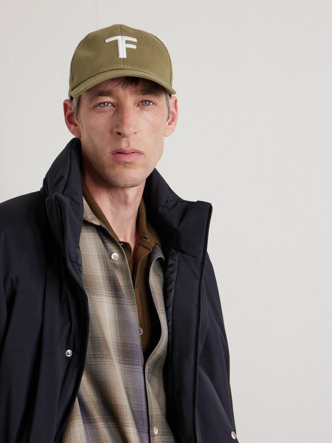 TOM FORD - Leather-Trimmed Logo-Embroidered Cotton-Twill Baseball Cap - Green