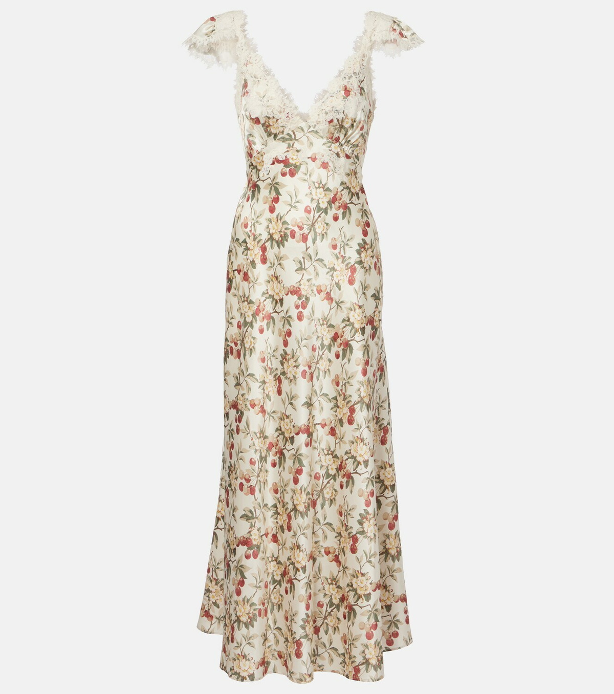 Dôen Fiona lace-trimmed silk midi dress