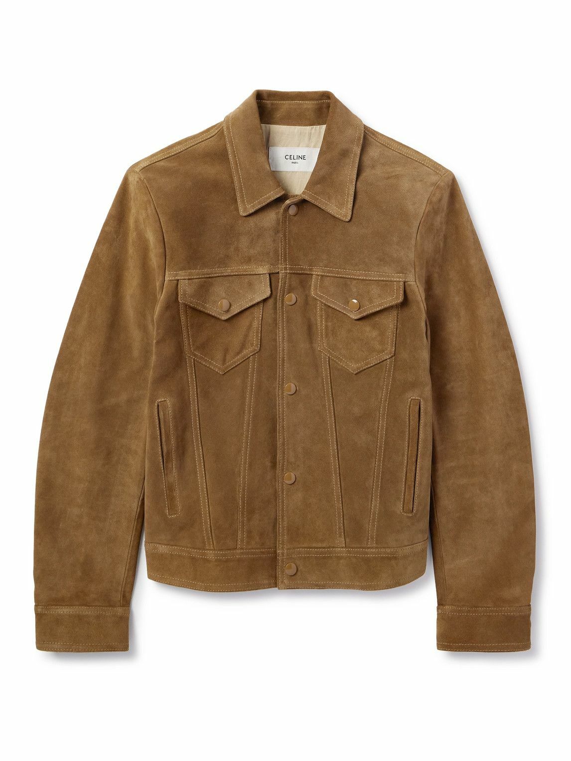 CELINE - Suede Trucker Jacker - Brown