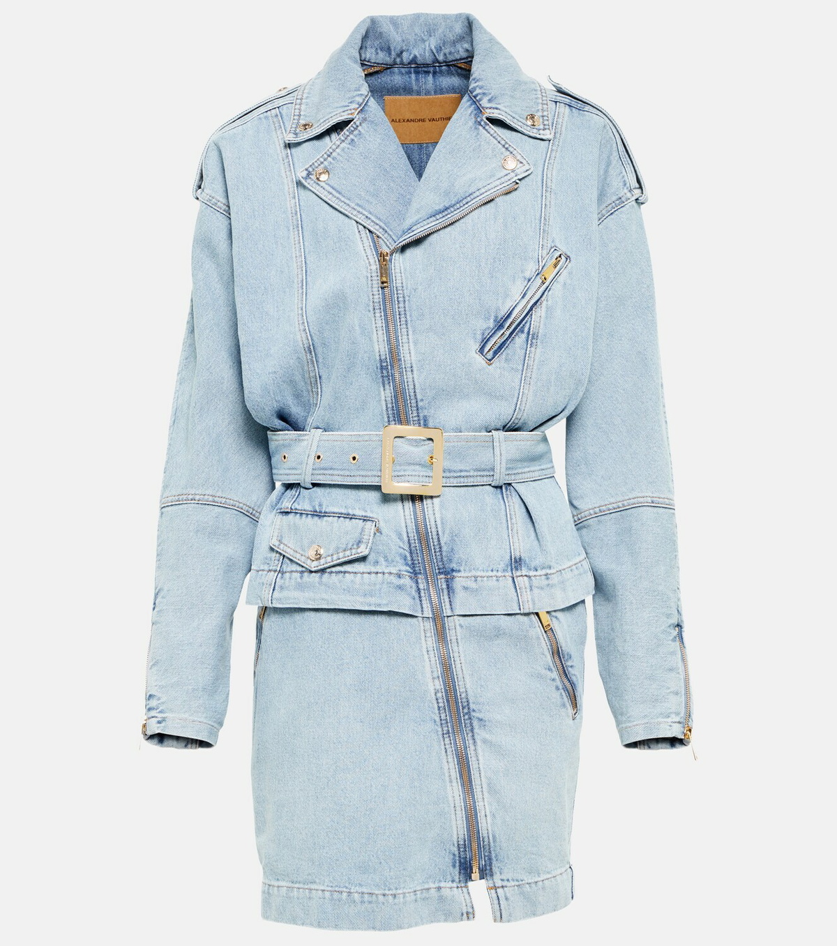 Alexandre Vauthier - Asymmetric zipped denim minidress