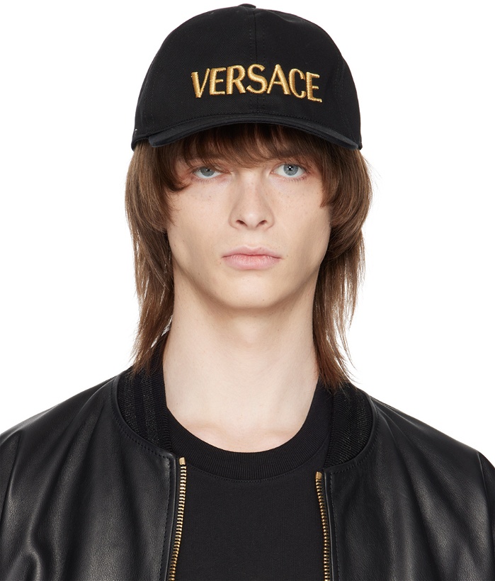 Photo: Versace Black Embroidered Logo Cap