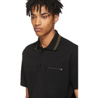 Versace Black and Gold Greek Key and Medusa Polo