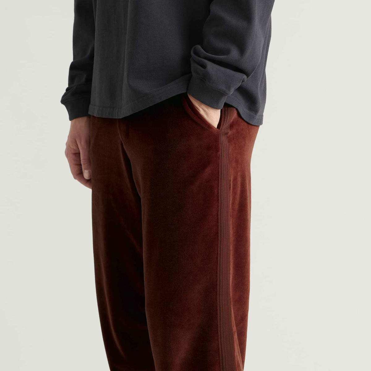 Rhude Men's Trofeo Velour Track Pants in Bordeaux