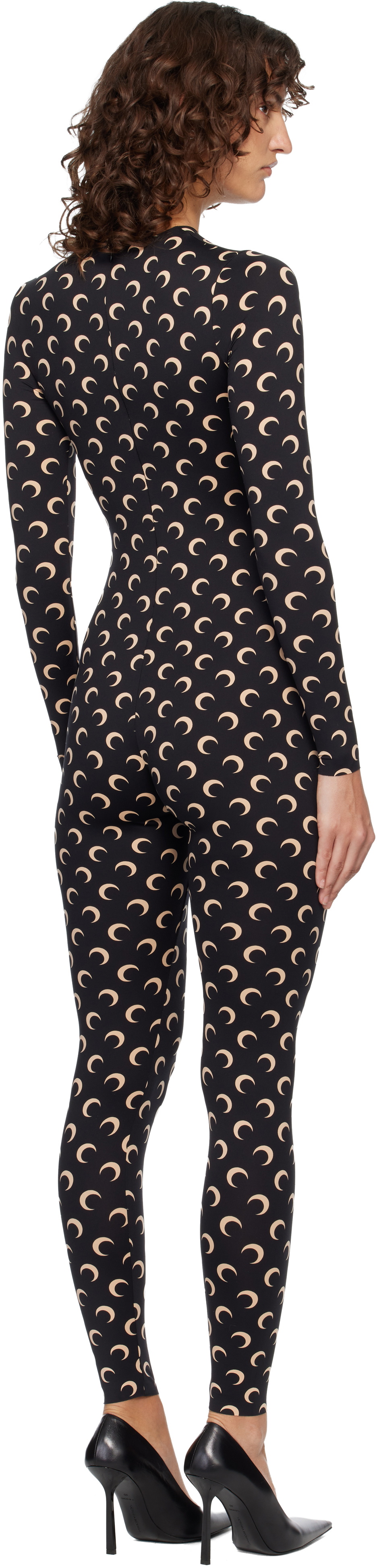 Marine Serre Black Recycled Jersey Moon Jumpsuit
