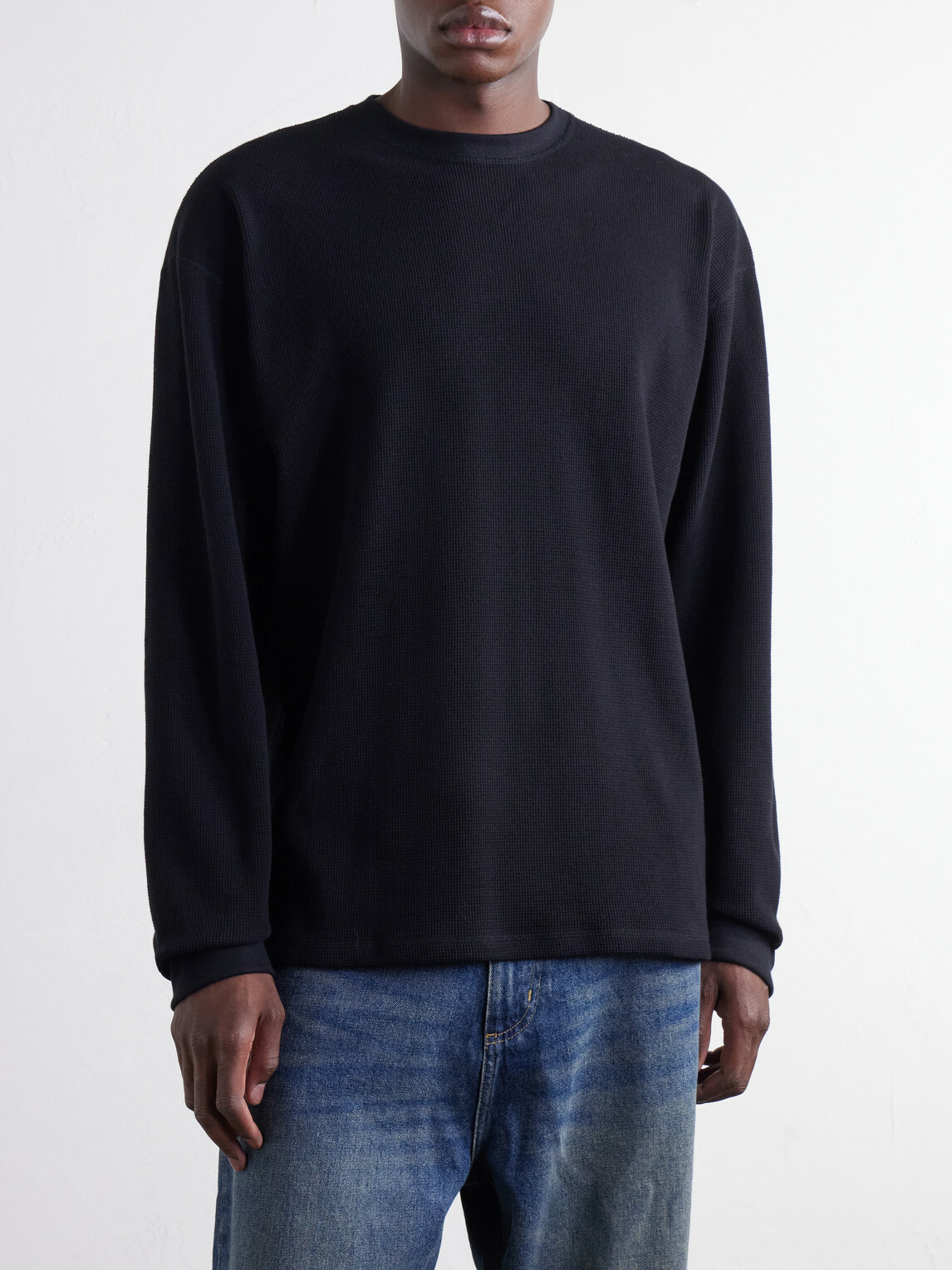 OrSlow - Waffle-Knit Cotton T-Shirt - Black