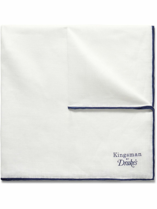 Photo: Kingsman - Drake's Logo-Print Linen Pocket Square