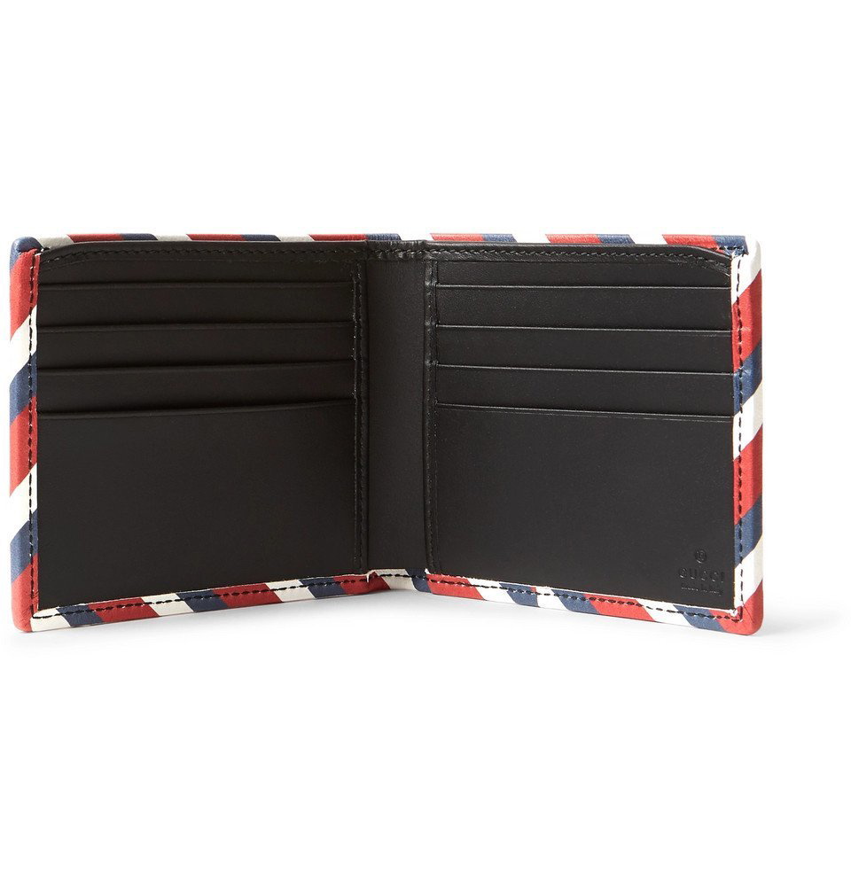 Gucci Black Calfskin Leather w/ Red & Green Web Stripe Tab Mini Bifold  Wallet