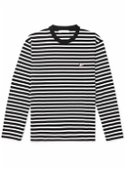 Maison Kitsuné - Logo-Appliquéd Striped Cotton-Jersey T-Shirt - Black