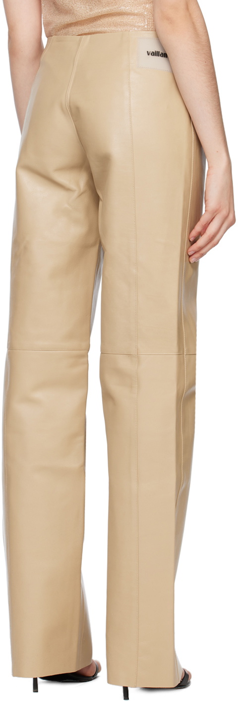 VAILLANT Taupe Straight-Leg Leather Trousers