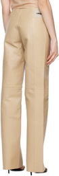 VAILLANT Taupe Straight-Leg Leather Trousers