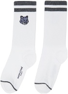 Maison Kitsuné White & Gray Bold Fox Head Sporty Socks