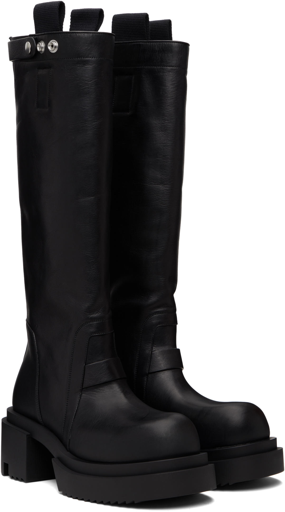 Rick Owens Black Concordians Pull On Mega Tractor Boots Rick Owens
