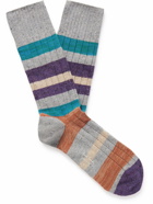 Paul Smith - Ribbed Striped Cotton-Blend Socks