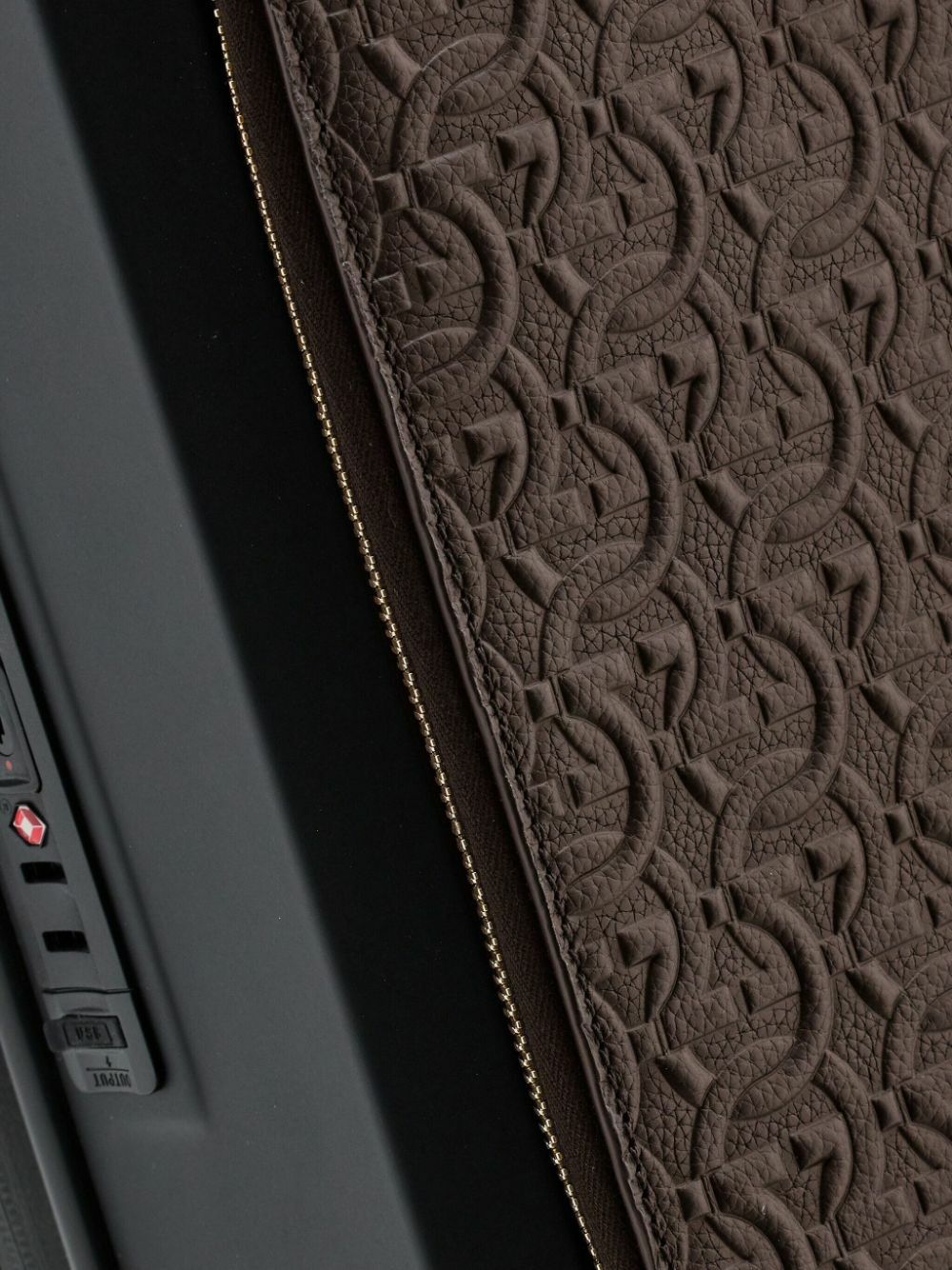 Ferragamo Brown Gancini Embossed Leather Suitcase