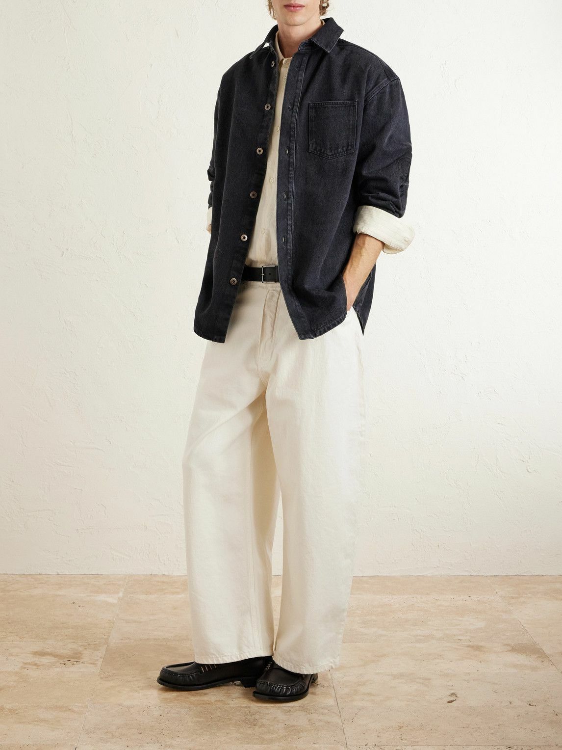 LOEWE - Anagram Logo-Embroidered Denim Overshirt - Black