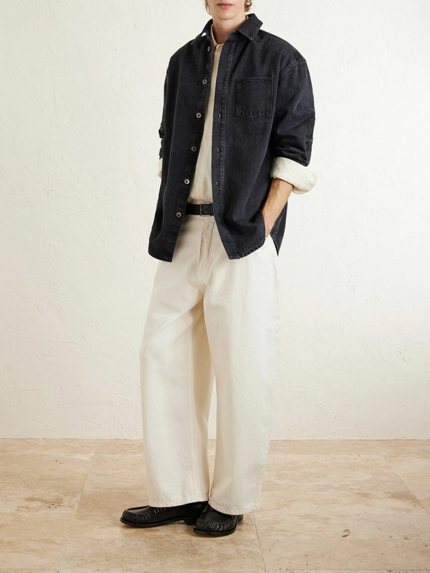 Photo: LOEWE - Anagram Logo-Embroidered Denim Overshirt - Black
