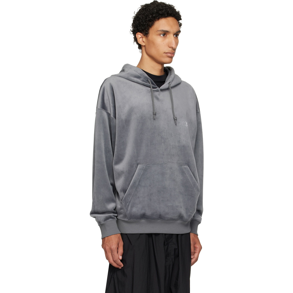 Y-3 Gray Velvet Corduroy Hoodie
