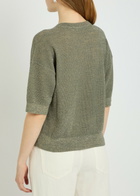 Brunello Cucinelli Metallic Fine-knit Sweater top Khaki