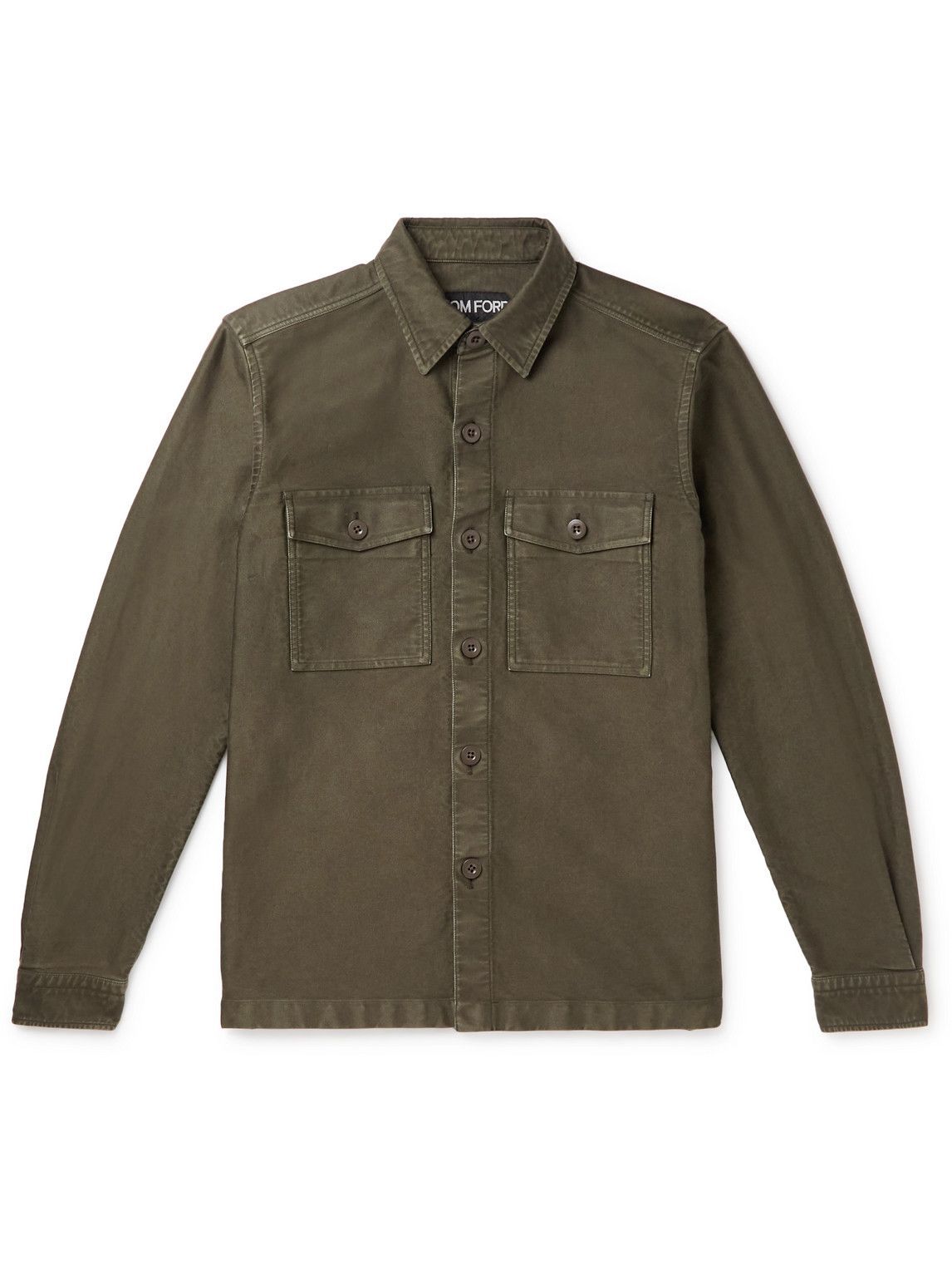 TOM FORD - Garment-Dyed Cotton-Canvas Shirt - Green TOM FORD