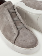 Zegna - Suede Slip-On Sneakers - Gray