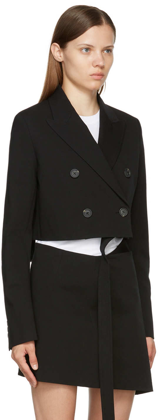 Helmut Lang Black Cropped Rider Blazer Helmut Lang