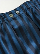 Derek Rose - Brindisi Striped Silk-Satin Boxer Shorts - Blue