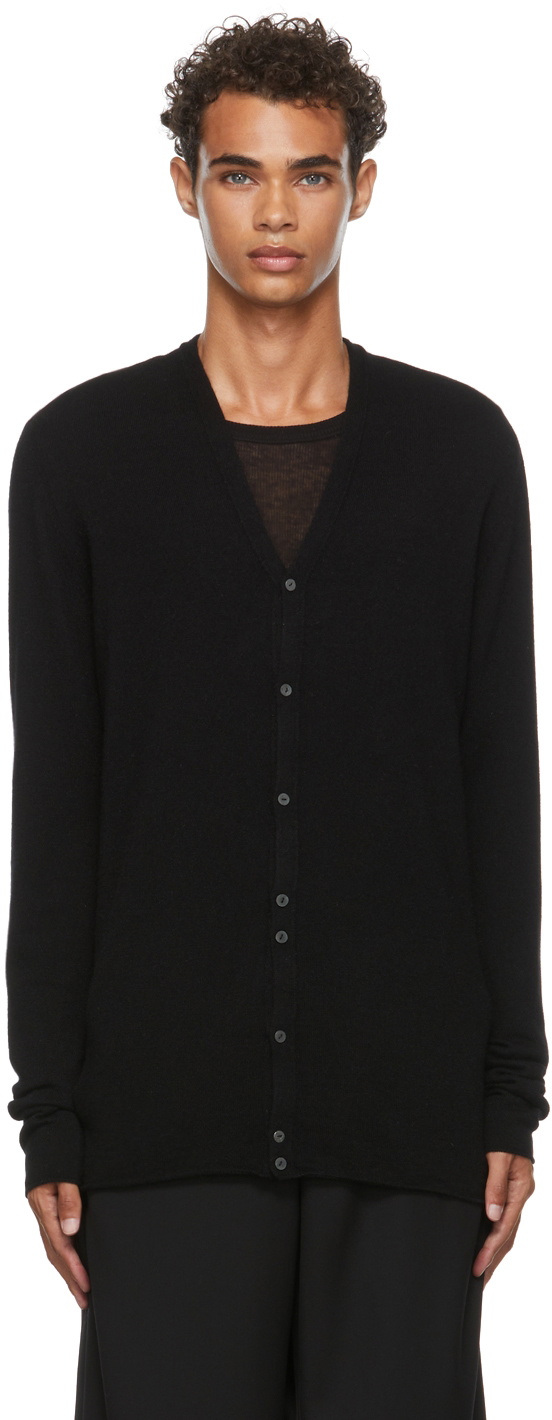 Label Under Construction Black Punched Slash Neck Cardigan Label 