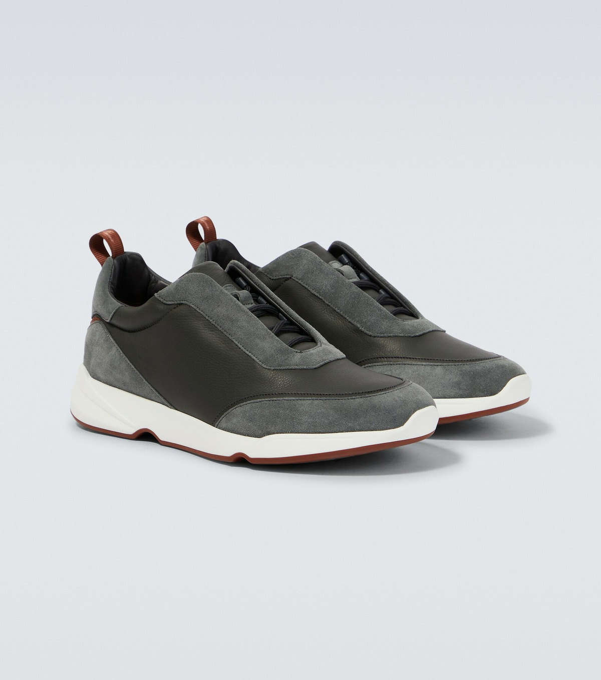 Modular Walk Suede Trimmed Sneakers in White - Loro Piana