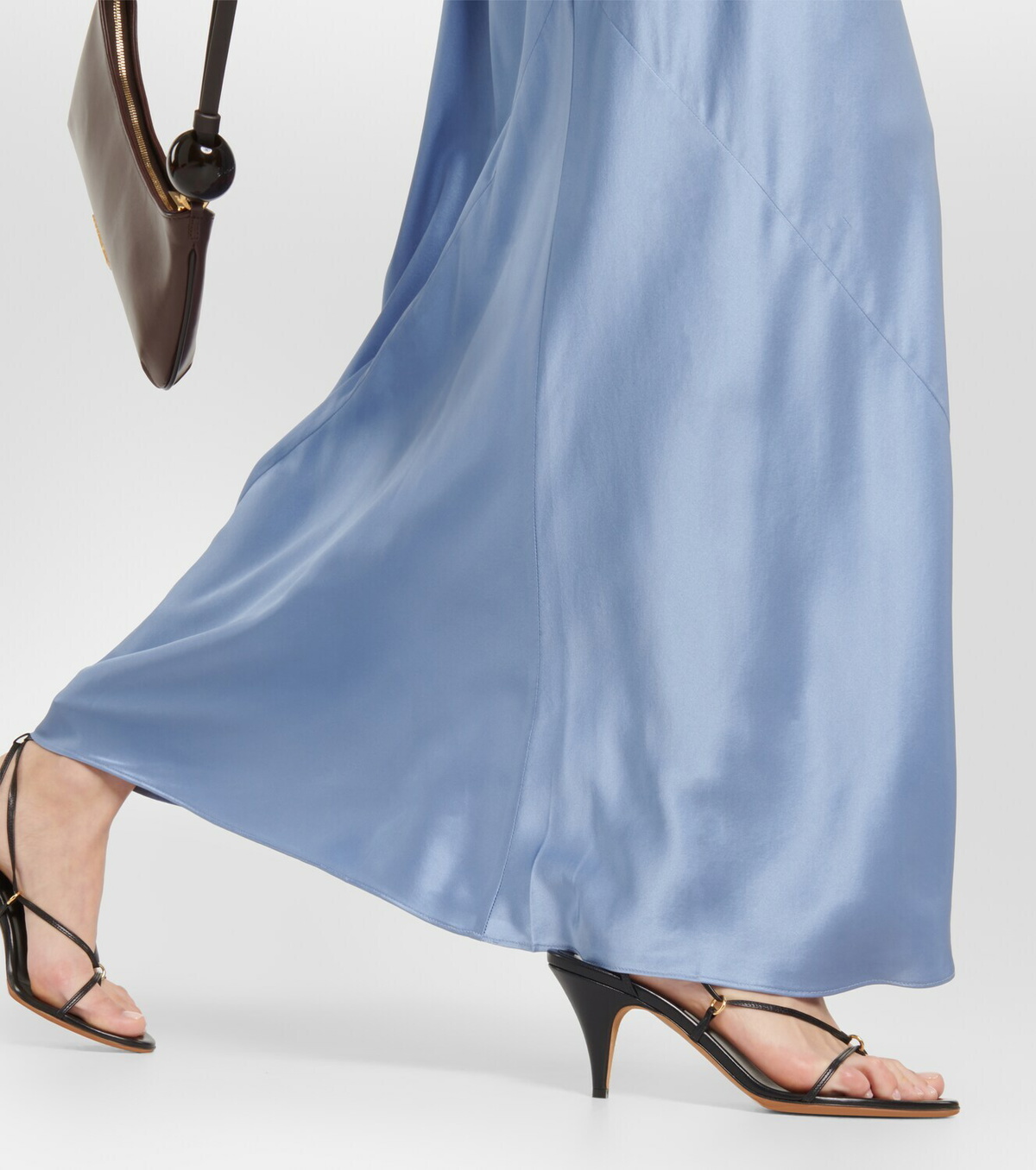 SIR Lace-trimmed silk maxi dress