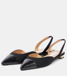 Aquazzura Leather-trimmed slingback flats