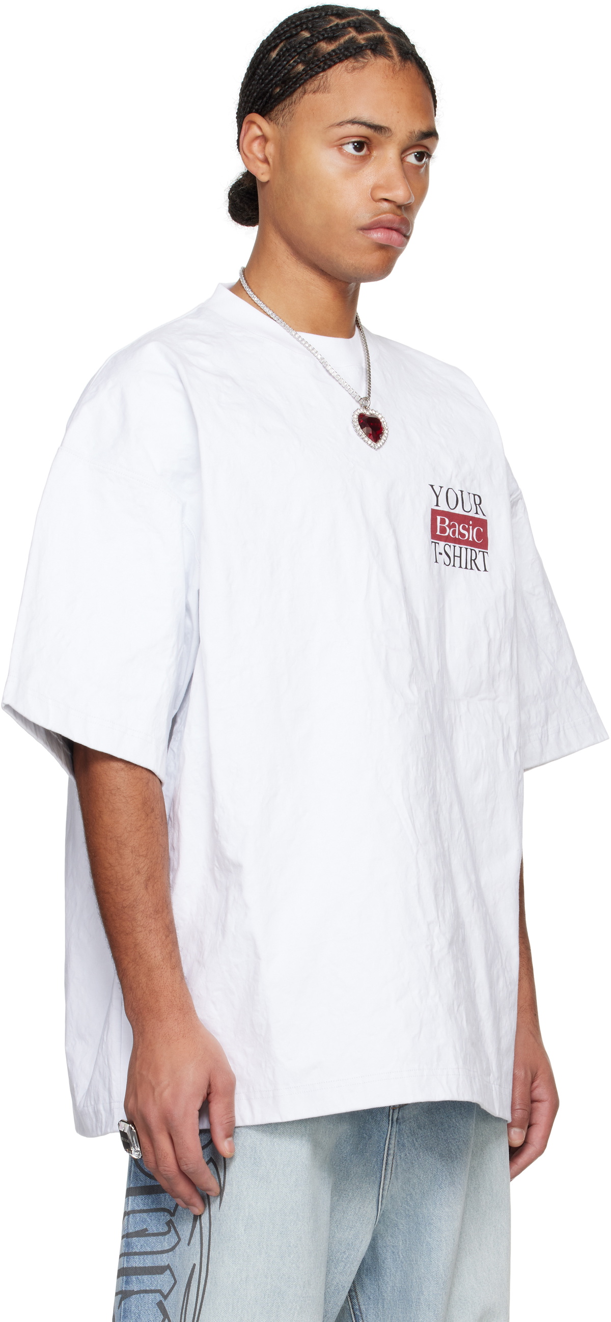 VETEMENTS White Metalized Wrinkled 'Your Basic' T-shirt Vetements