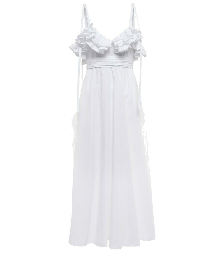 Photo: Giambattista Valli - Ruffle-trim cotton poplin midi dress
