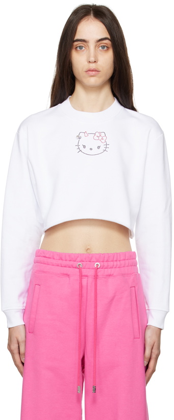 Photo: GCDS White Hello Kitty Edition Cropped Sweatshirt