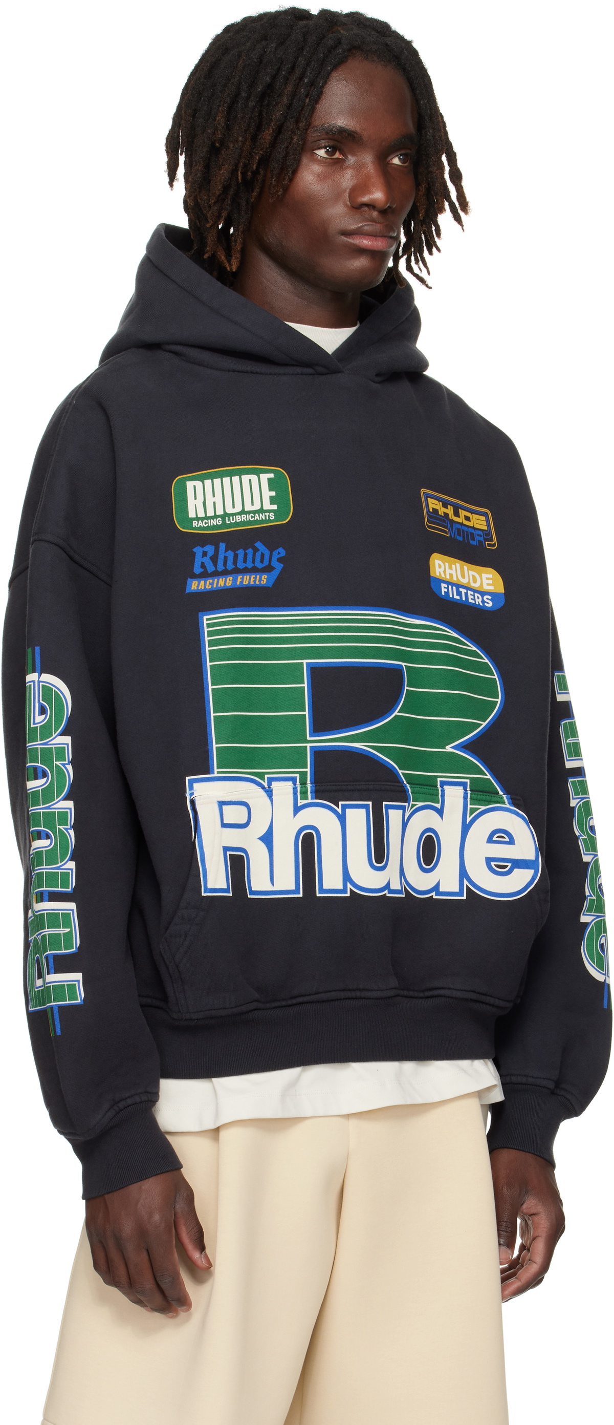 Rhude Black Roadway Racing Hoodie Rhude
