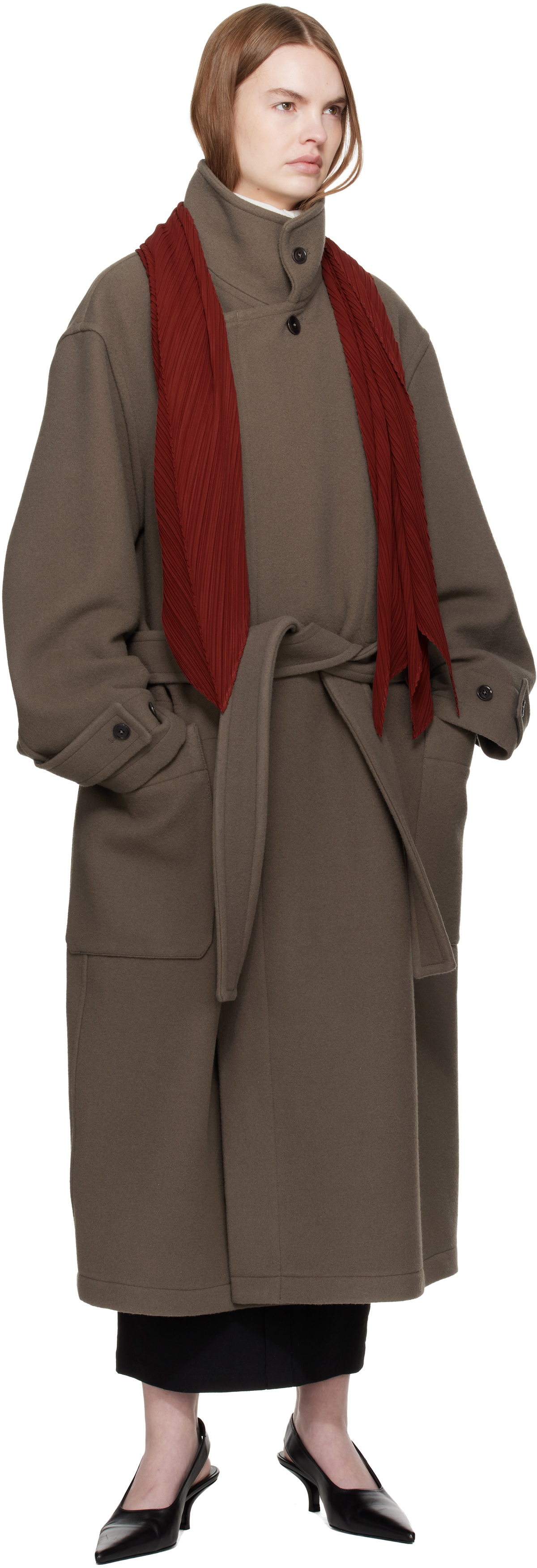 PLEATS PLEASE ISSEY MIYAKE Burgundy Monthly Colors October Scarf
