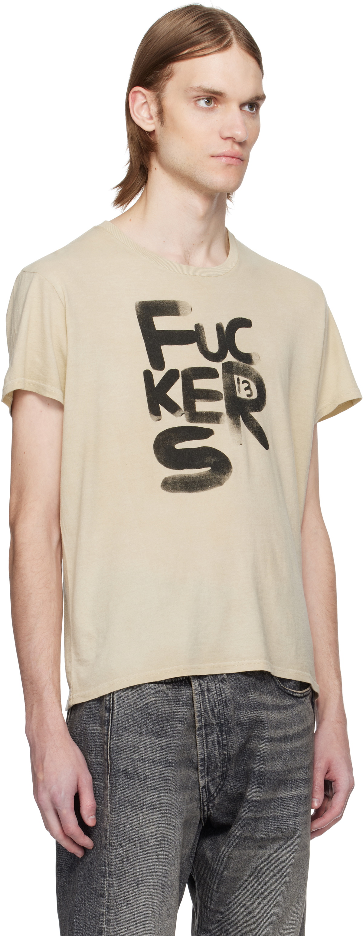 R13 Beige 'Fuckers' Boy T-shirt