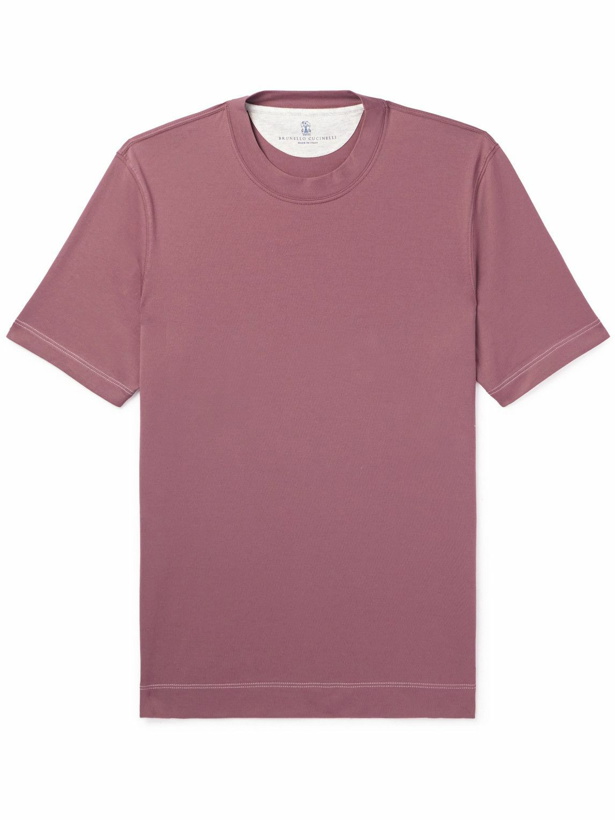 Photo: Brunello Cucinelli - Cotton-Jersey T-Shirt - Pink