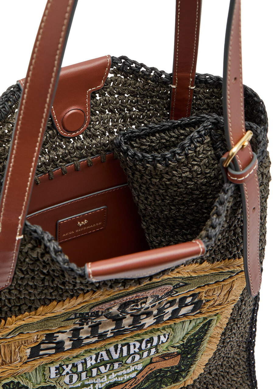 Anya Hindmarch Filippo Berio Raffia and Leather Tote bag - Khaki - One Size