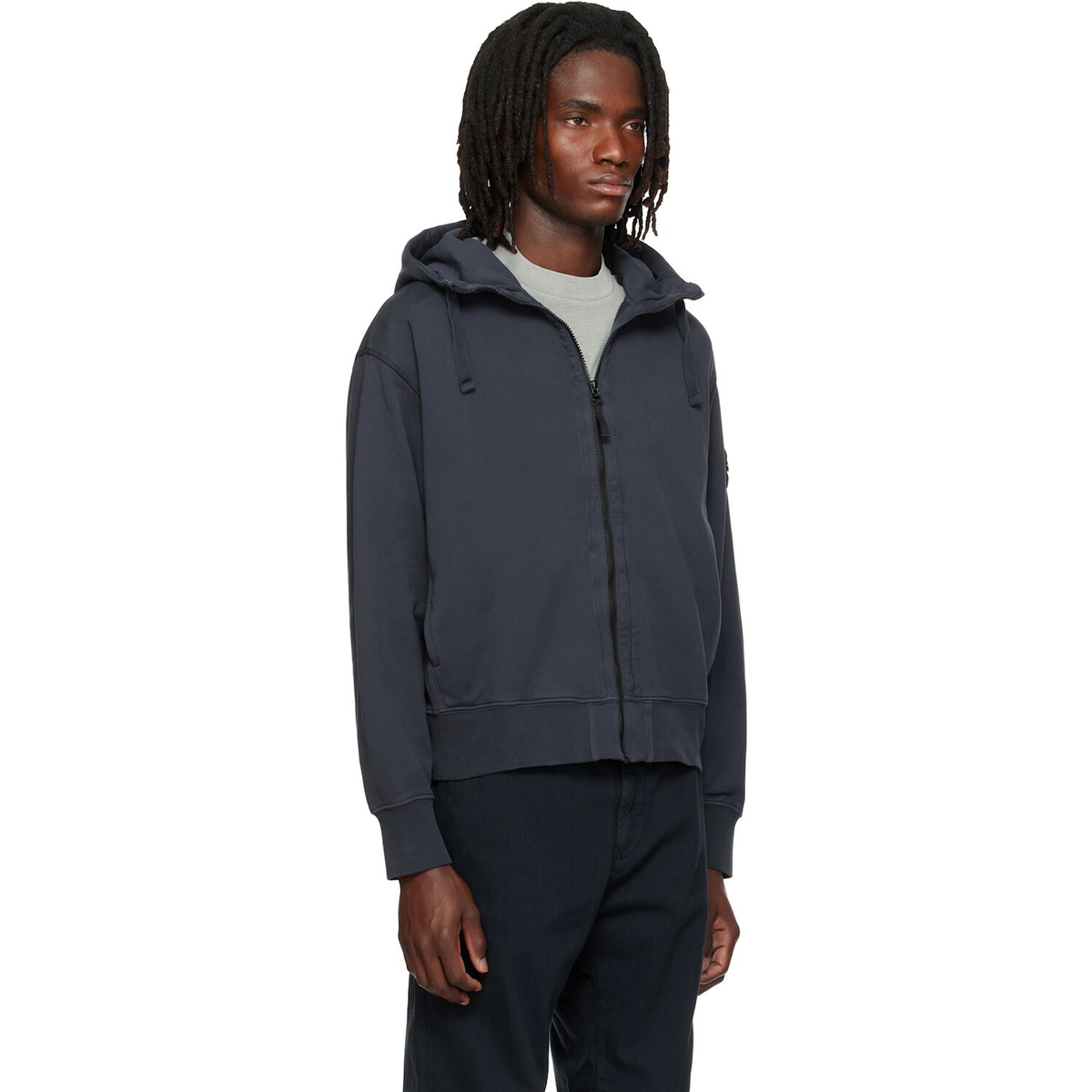 Stone Island Navy 6100009 Organic Cotton Fleece Hoodie