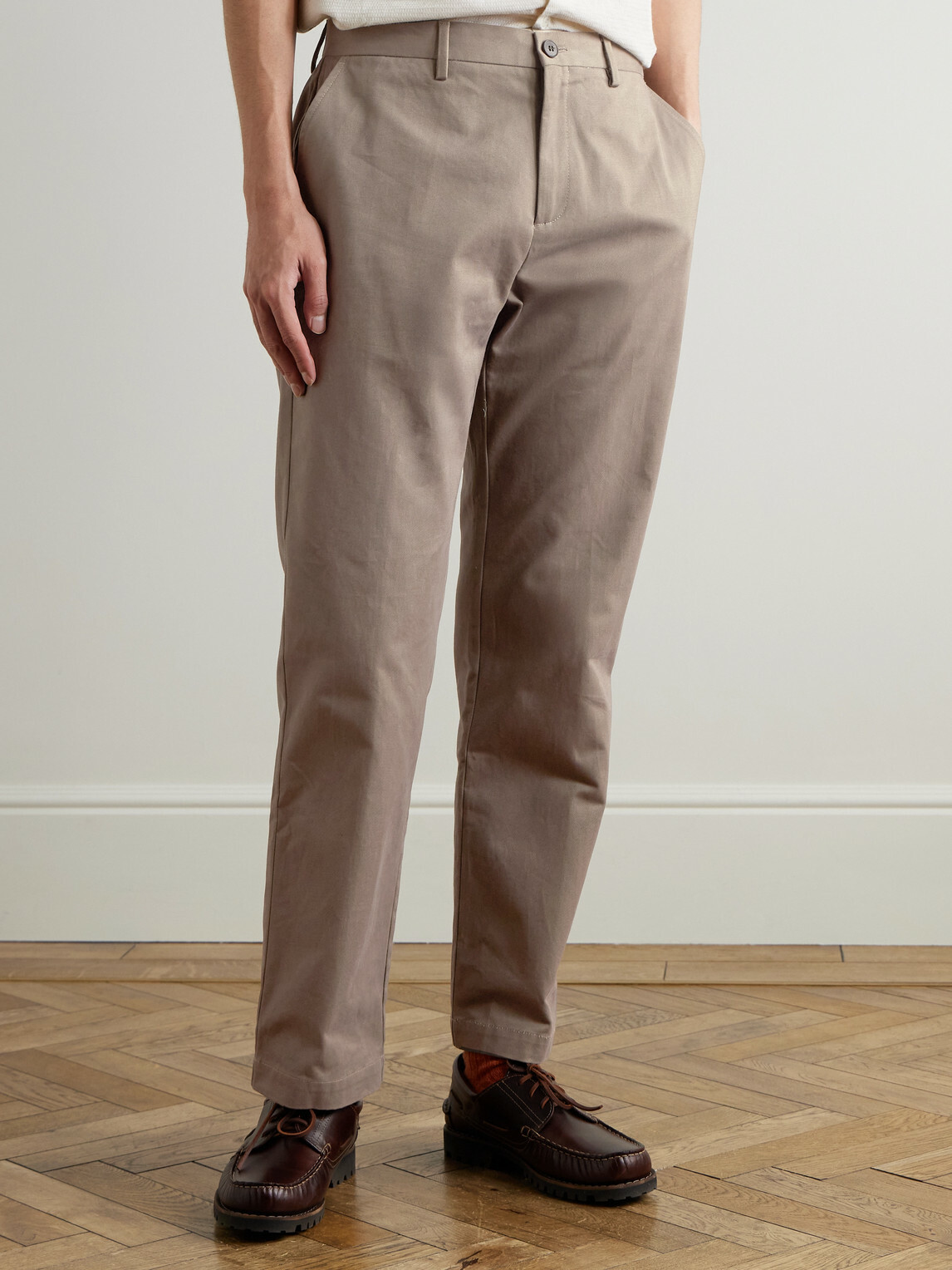 Sunspel - Straight-Leg Cotton-Drill Trousers - Brown