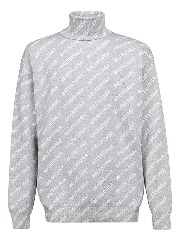 Photo: BALENCIAGA - Allover Logo Cotton Turtleneck Sweater