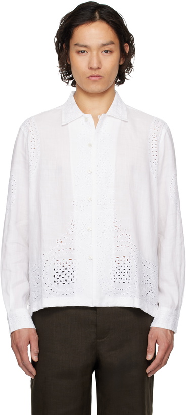 Bode Off-White Embroidered Morning Glory Shirt Bode