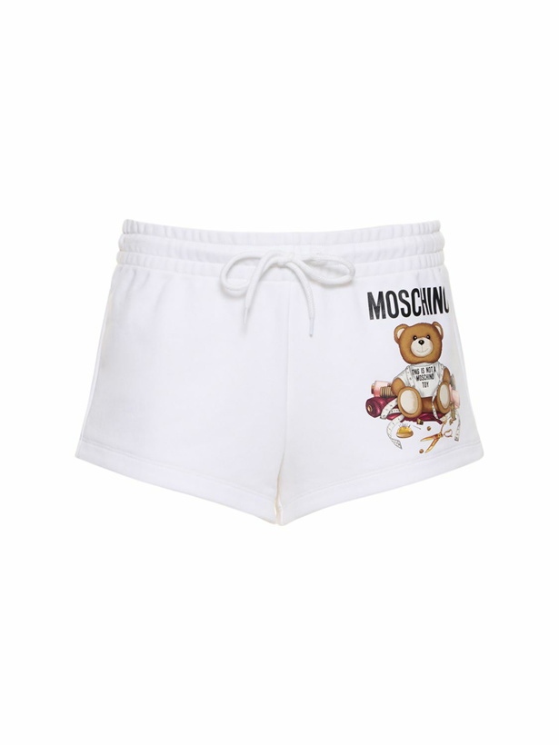 Photo: MOSCHINO - Logo Printed Cotton Shorts