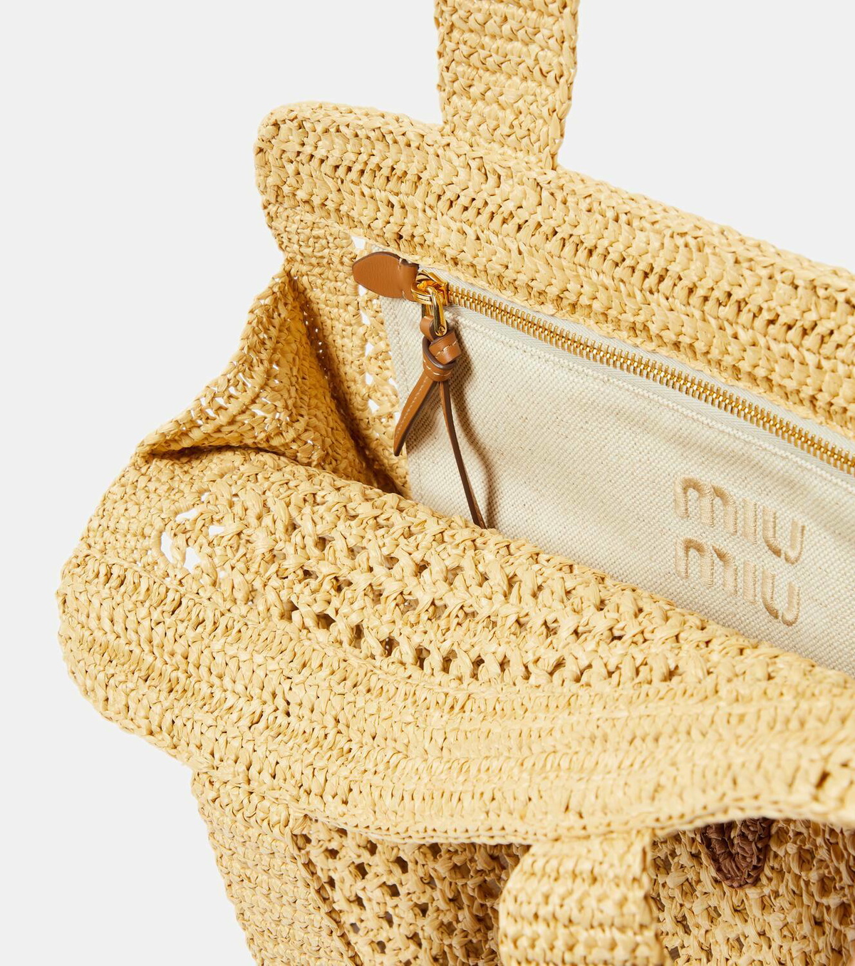 Miu Miu Medium logo woven tote bag