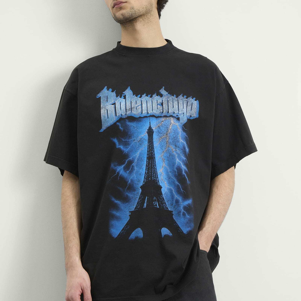 Balenciaga Men's Metal Merch Paris Oversized T-Shirt in Black