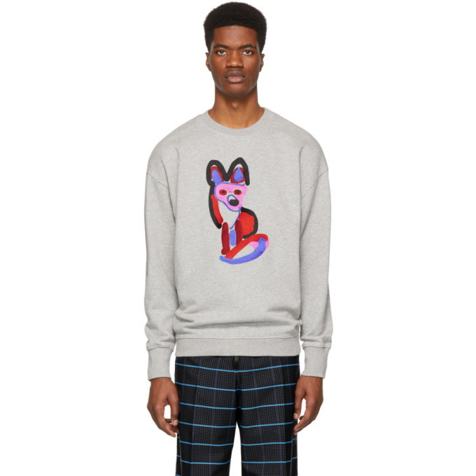 Maison Kitsune Grey Acide Fox Embroidery Sweatshirt Maison Kitsune